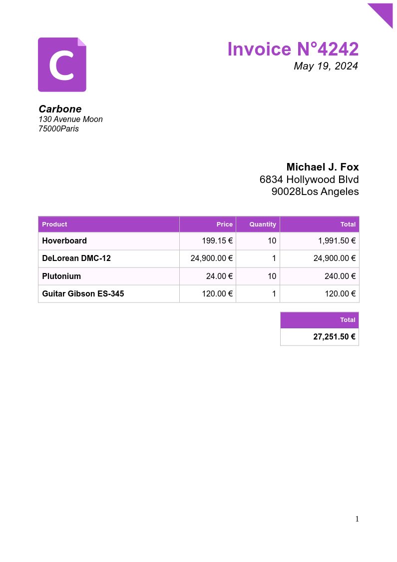 invoice_simple template preview